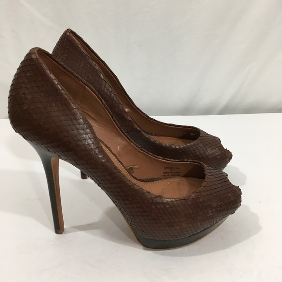 Zara Basic Collection Brown Snakeskin Heels - Picture 3 of 8